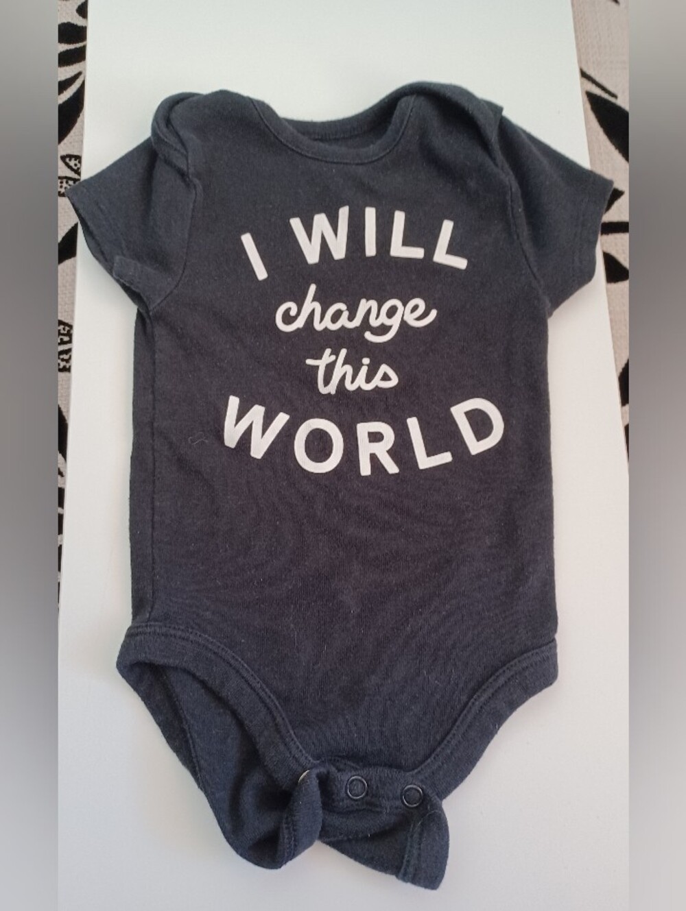 6M Baby Jumping Beans Baby Bean Onesie I Will Change The World Black Clothes
